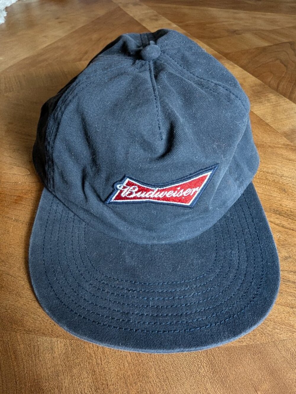 Budweiser Beer Flat Brimmed Embroidered Hat Adjustable Strap Cotton Americana